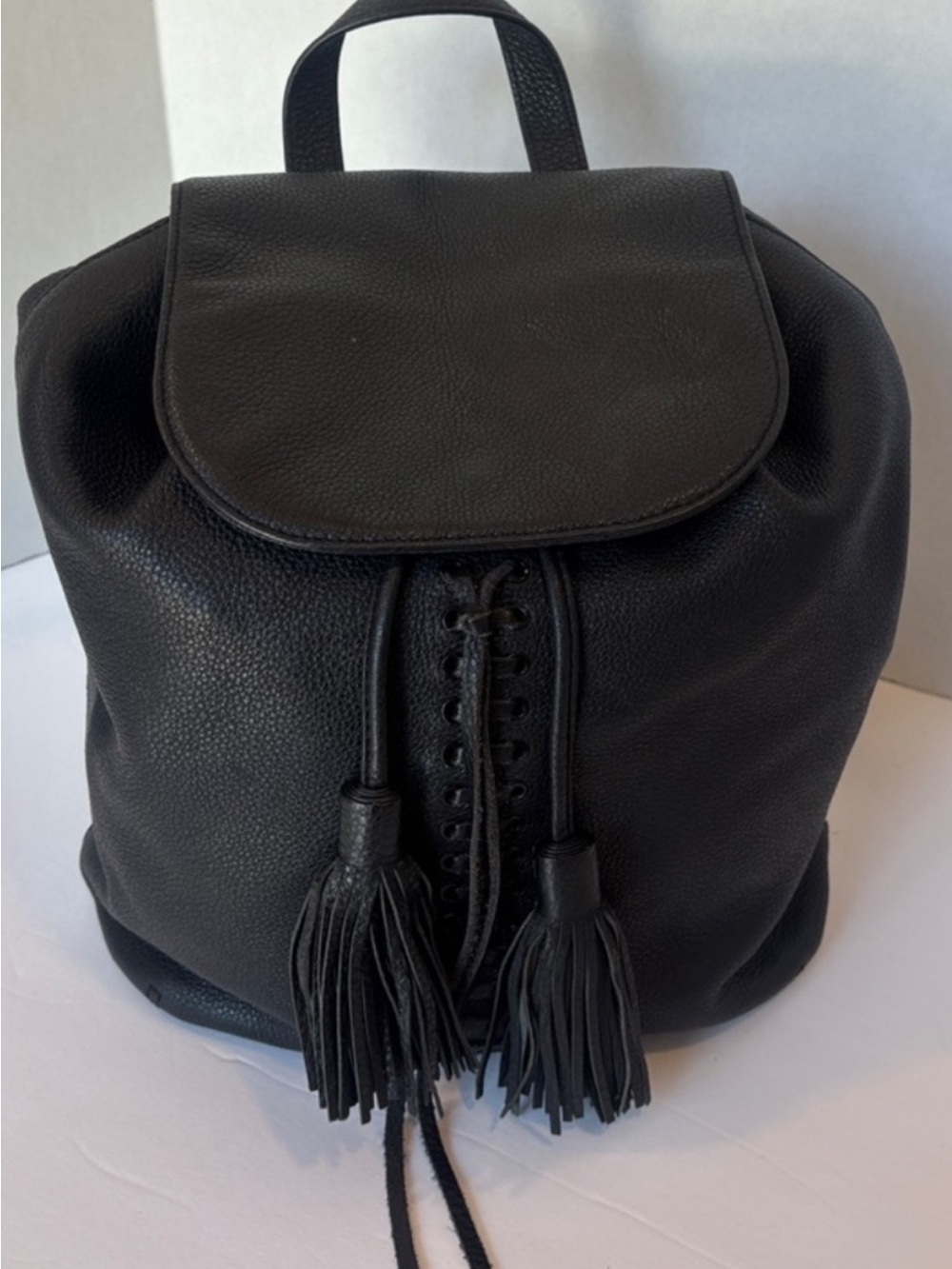 Rebecca Minkoff Black Leather Tassel Backpack